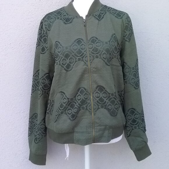 Blue Rain Women's Jacket Zipper front Green Lace Size Small Bomber Preppty0659-G - Picture 1 of 8